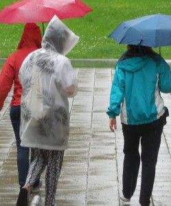 Teilnehmer im Regen